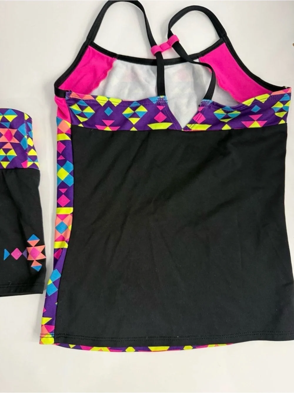 Circo Girls' Geometric Tankini Set - Purple, Pink & Black